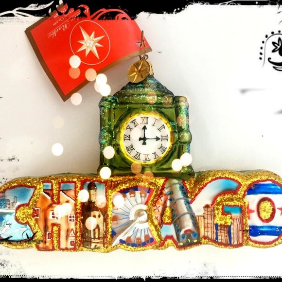 NEW Genuine Christopher Radko CHICAGO Father Time Marshall Fields Clock Ornament - Picture 1 of 6